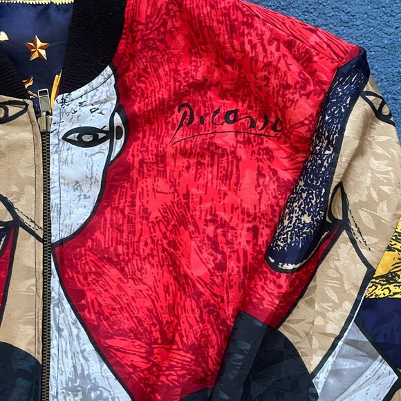 Vintage 80s Picasso Art Jacket Reversible Windbreaker Sz L RARE - Picture 3 of 5